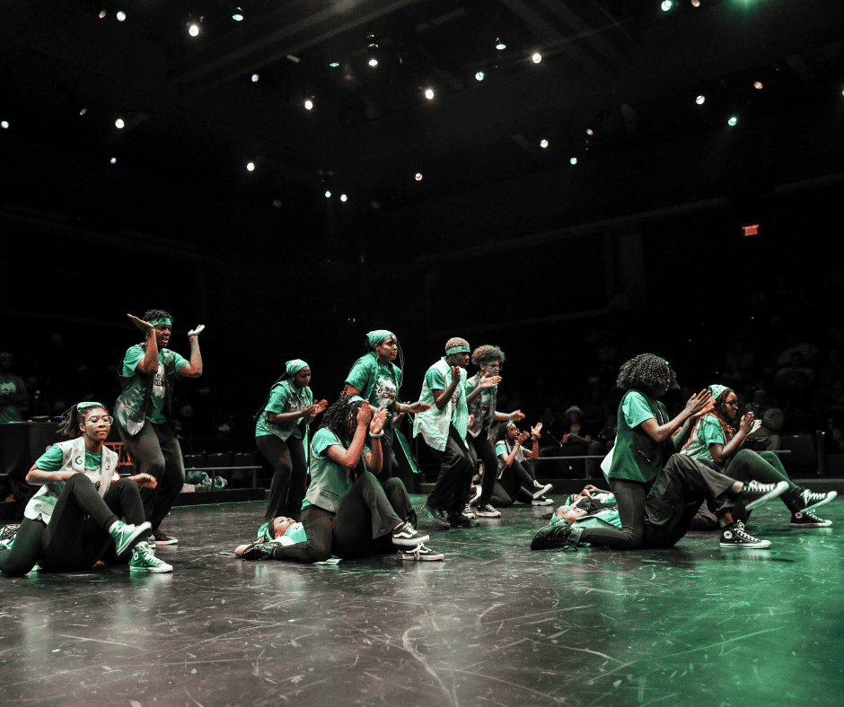Summer Steps with Step Afrika!'s Green Team performing during the culminating step show.